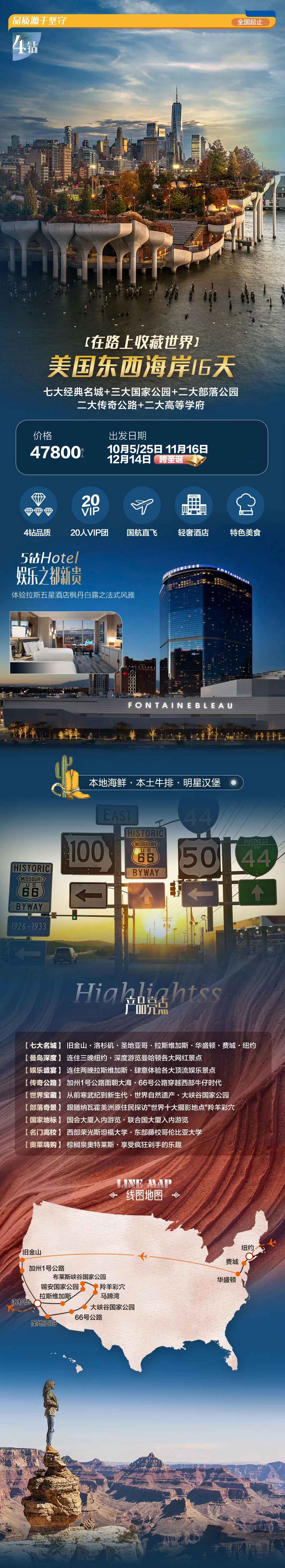 【在路上收藏世界】美國(guó)東西海岸七城品質(zhì)16日產(chǎn)品特色簡(jiǎn)圖